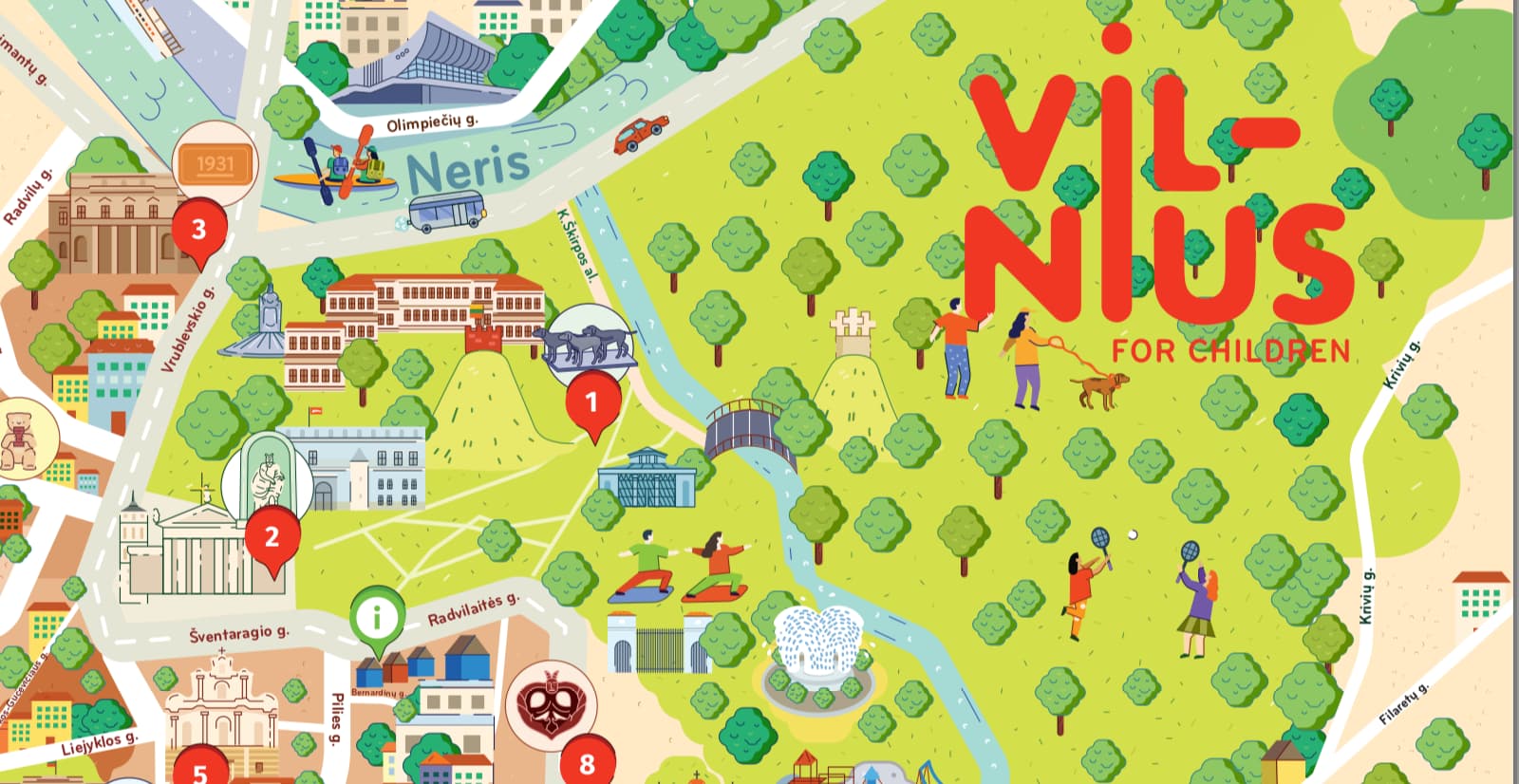Go Vilnius map to discover Vilnius Old Town with children