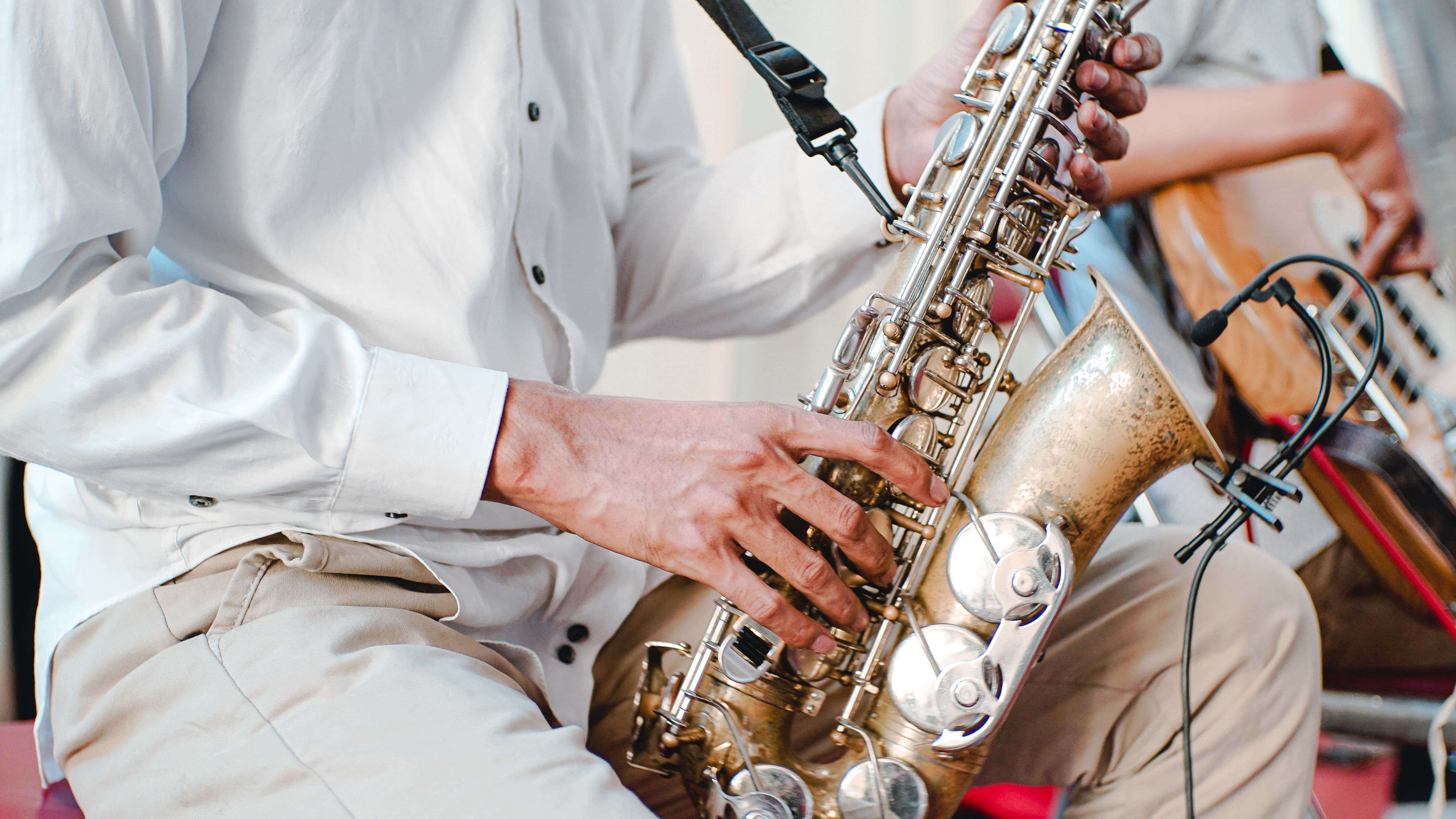 Picture of a man playing saxophone